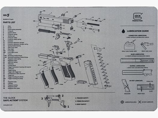 GLOCK GLOCK Tapis Gris - Support d'Arme - Antidérapant