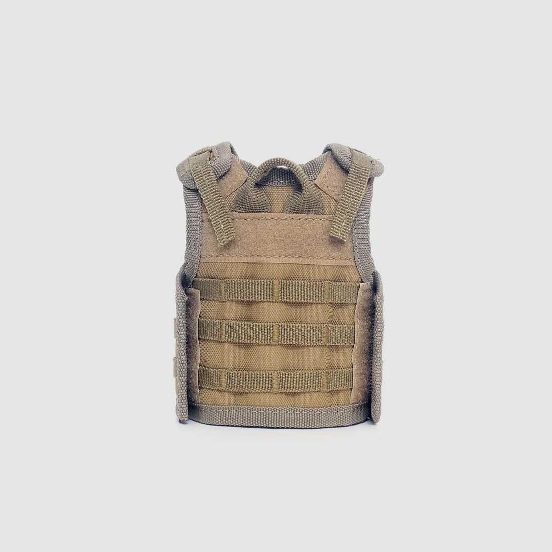 Mini Tactical Schutzweste mit Fronttaschen für Bierflasche / Weinflasche / Thermosflasche - Sand