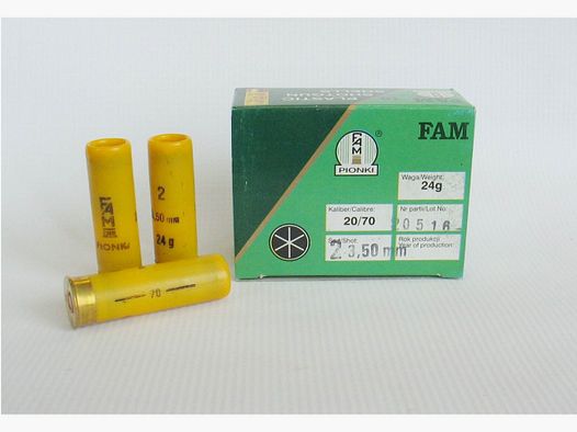 FAM GW shotshell cal. 20/70 – 3.5 mm, No. 2 – 24 g (1 pack of 10)