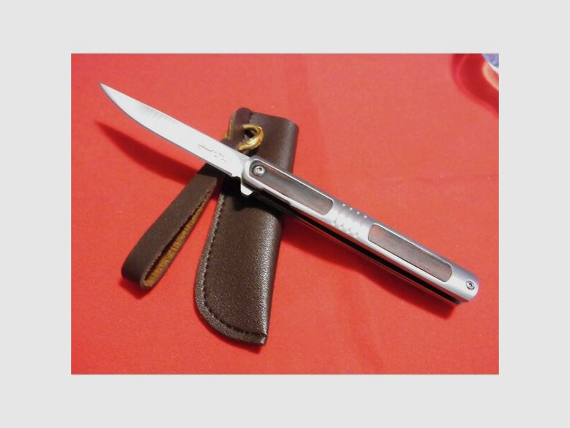 Exklusives AURIVER-Klapp-Taschenmesser Heft:Edelstahl BUBINGA-Echtholz-elegant,zweckmässig Neu