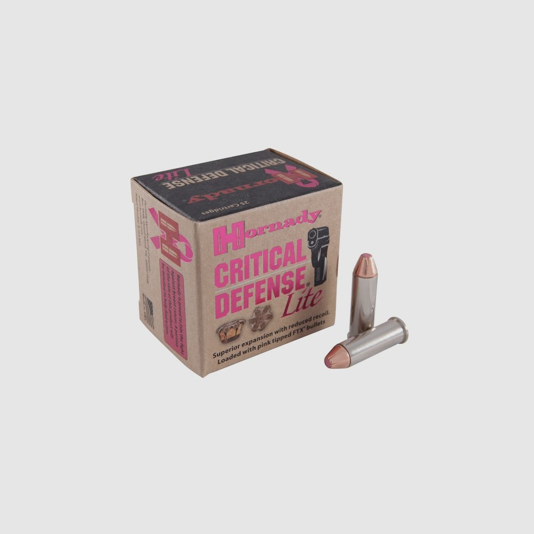 Hornady Critical Defense Lite .38 Special 90GR FTX 25 cartouches