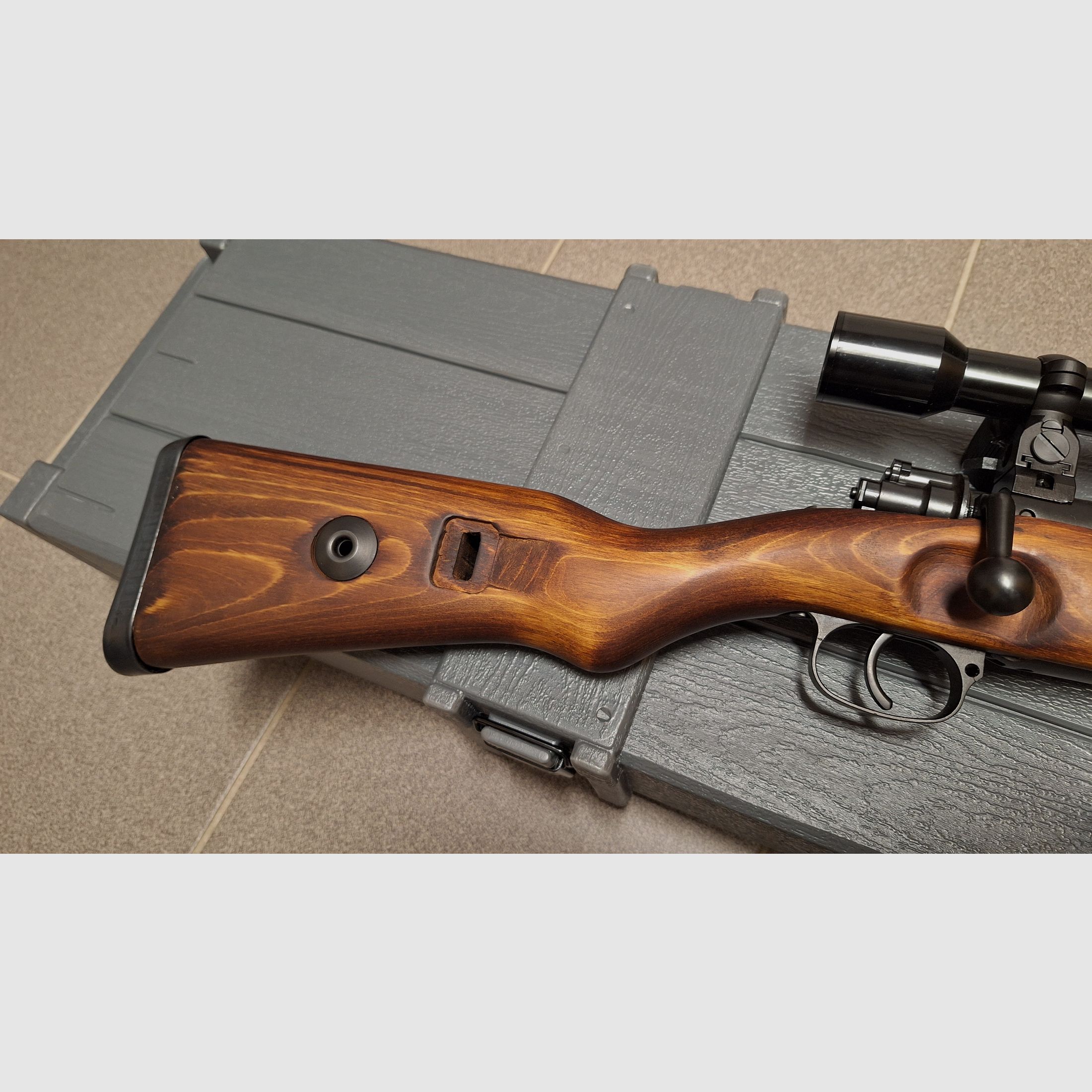 Ares Mauser Karabiner 98K acero rifle de cerrojo con ZF39 6mm BB madera real + caja de armas - ¡NUEVO!