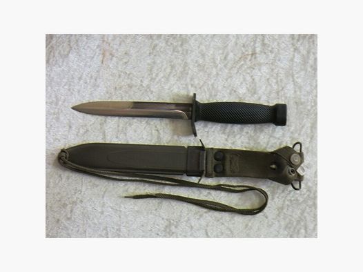 Armeemesser Bundeswehr Kampfmesser Survivalmesser, in Stahlscheide mit Führung