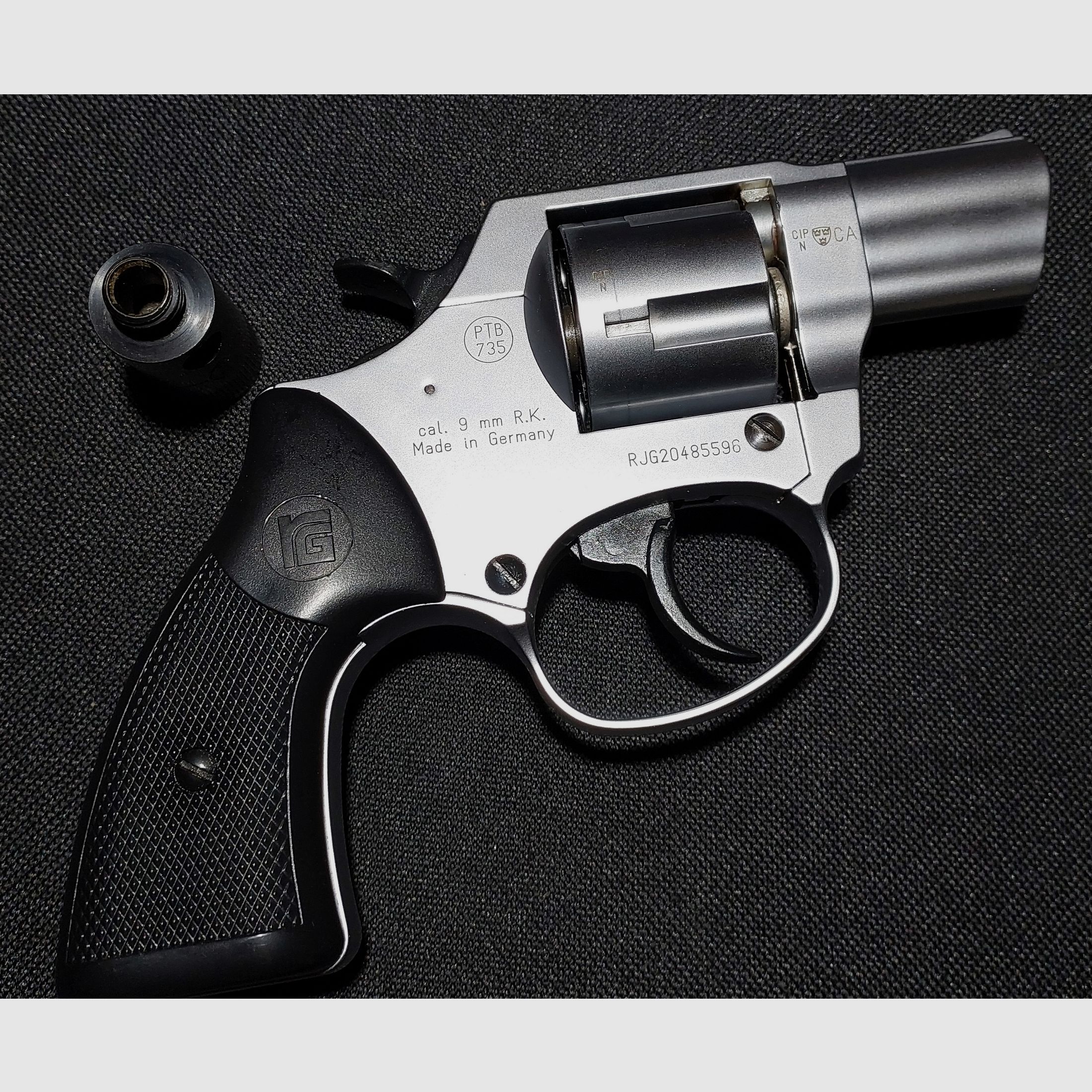 Röhm RG 59 revolver d'alarme en aluminium chrome 9 mm R.K. (PTB 735)