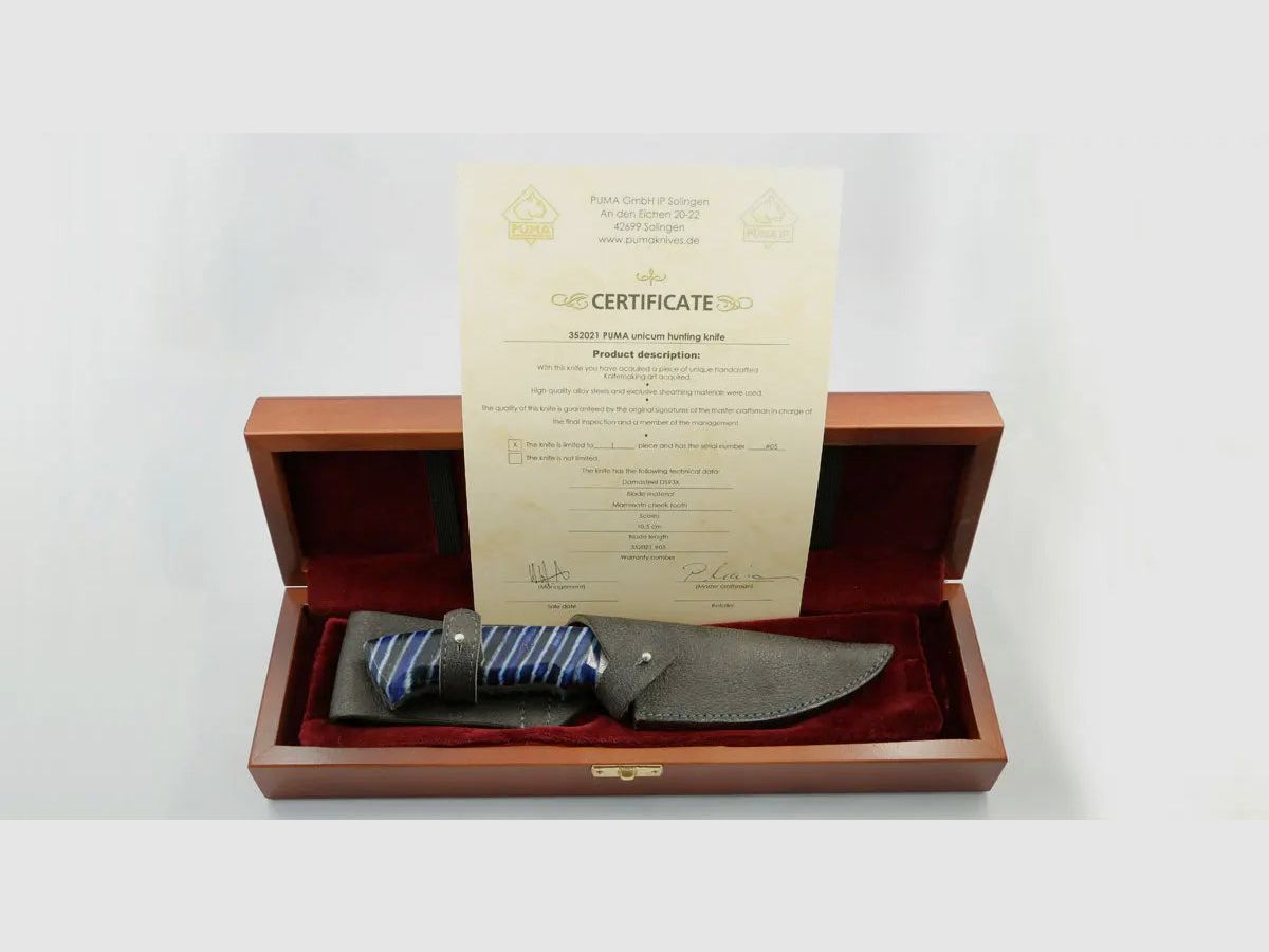 Cuchillo de caza PUMA unicum, diente de mamut, DS93X™, único