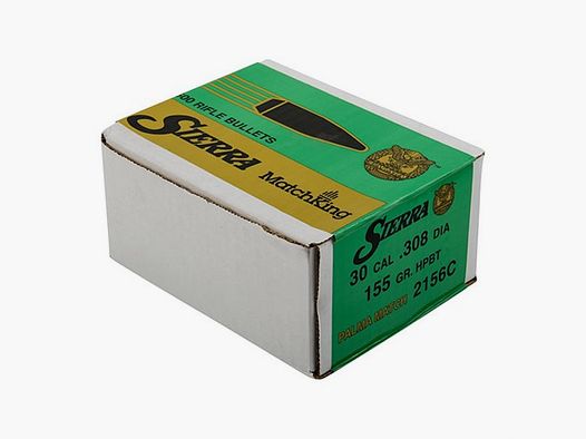 SIERRA BULLETS, INC. CAL (.308) PALMA® HOLLOW POINT BOAT TAIL BULLETS SIERRA BULLETS, INC. MATCHKING 30 CALIBER (0.308″) 155GR PALMA HPBT 500/BOX