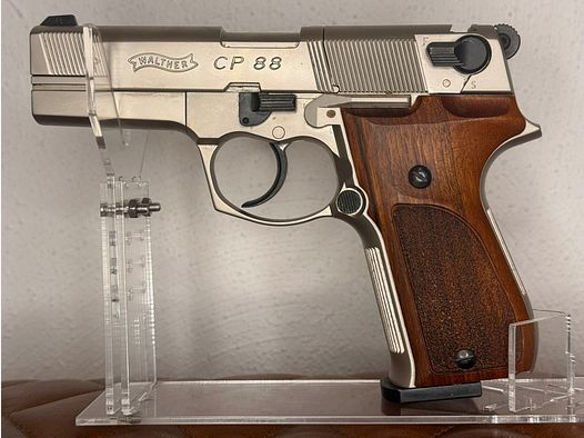 Walther CP88 4 inch 4.5 mm Diabolo Nickel (P18) Co2 pistol with wooden stock