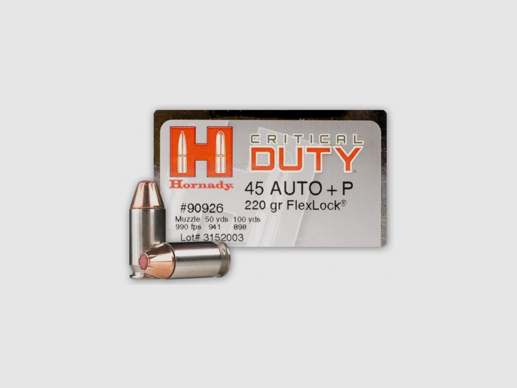 HORNADY .45 AUTO +P 220 GRS CRITICAL DUTY 20 PCS