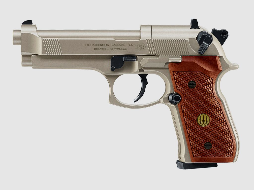 CO2 Pistole Beretta M 92 FS nickel Holzgriffschalen Kaliber 4,5 mm (P18)