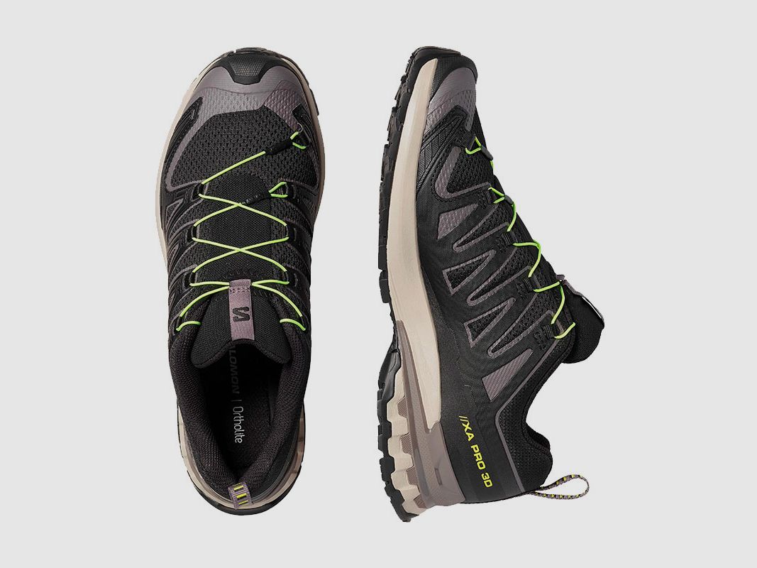 SALOMON – MĘŻCZYŹNI – XA PRO 3D V9 Czarny Ciemny / Gull Gray / Acid Lime, zdjęcie 6 z 7