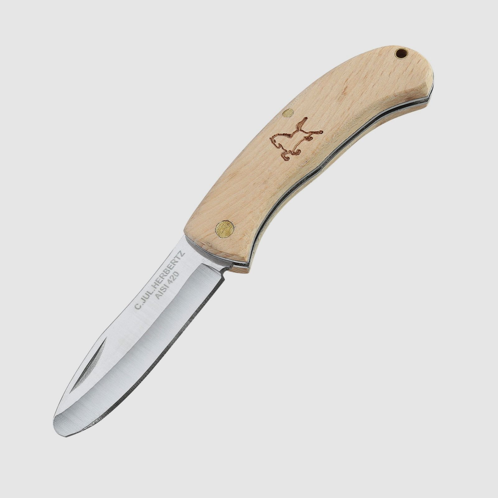Herbertz 295908 Kinderklappmesser Buchenholz Pferdemotiv