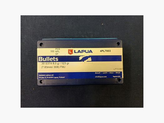 Lapua Kogels .30 / 308 FMJ 123gr (x100)