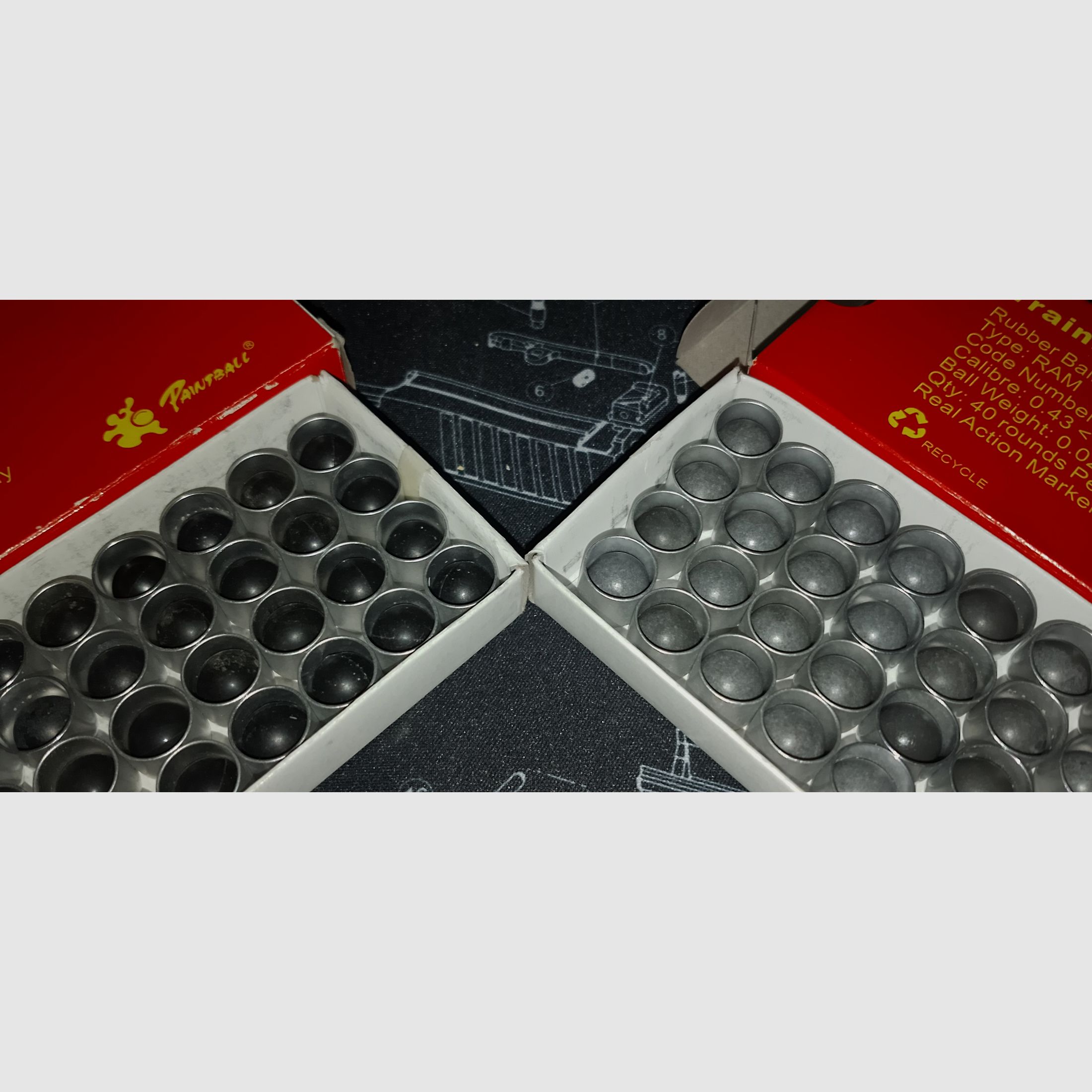 Umarex shd-8+ma .43 40 x Rubberballs + 40 x Polyballs für RAM mit Hülsen R-Serie 
