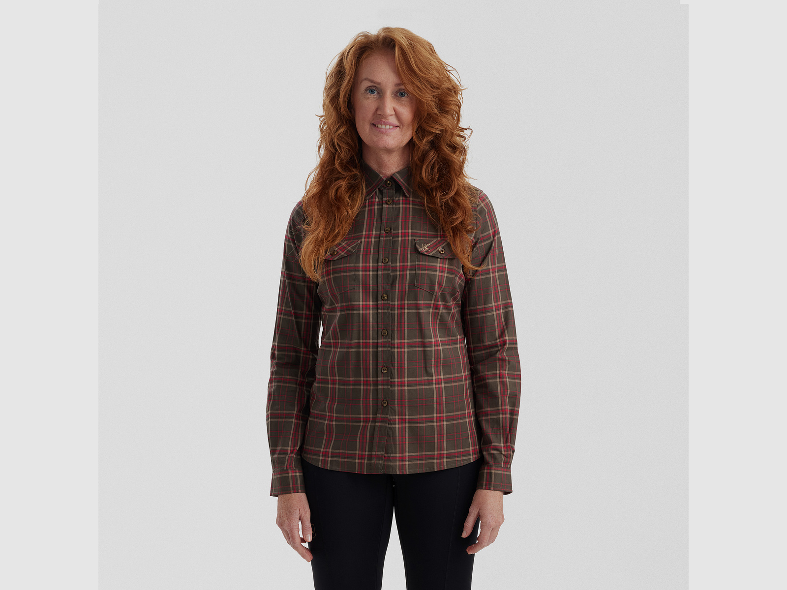 Lady Elena Hemd - Green Check – Kleidergröße Damen: 38