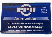 Cartucce PPU 270 Winchester SP 9,7g,150gr !!!