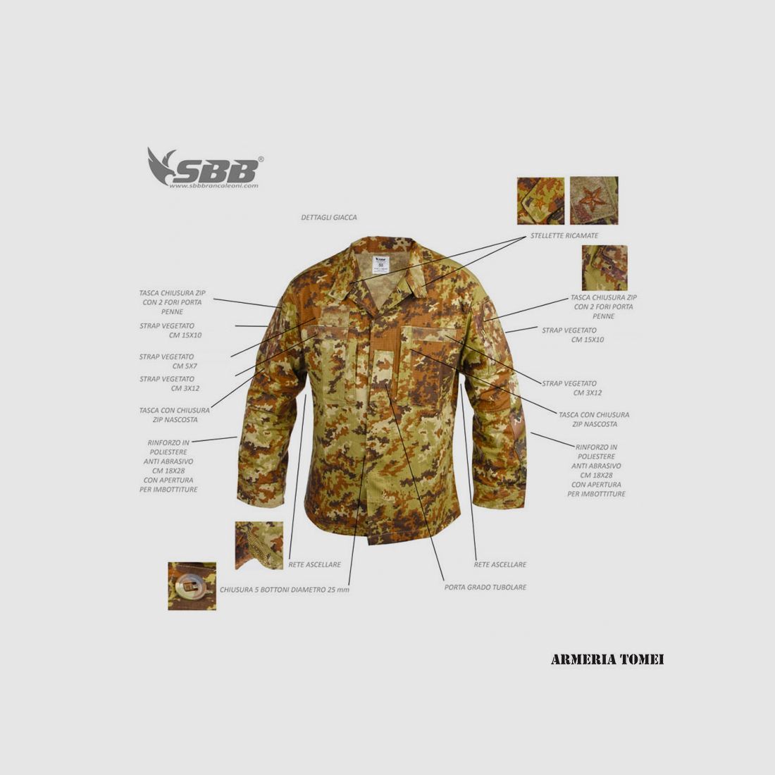 CAMOUFLAGE UNIFORM – SBB – UNIFORM CBT 100% COTTON RIP STOP VEGETATED MOD.2019, image 2 of 4