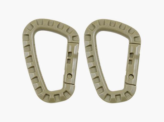 MFH Carabiner Plastic, 2-Pack - Coyote Tan