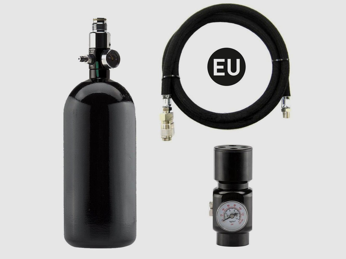 Komplettset HPA Bo Manufacture - Flasche 0,8L - Regler und Verstärkte Linie - Leistung und Zuverlässigkeit im Airsoft, Bild 1 von 5