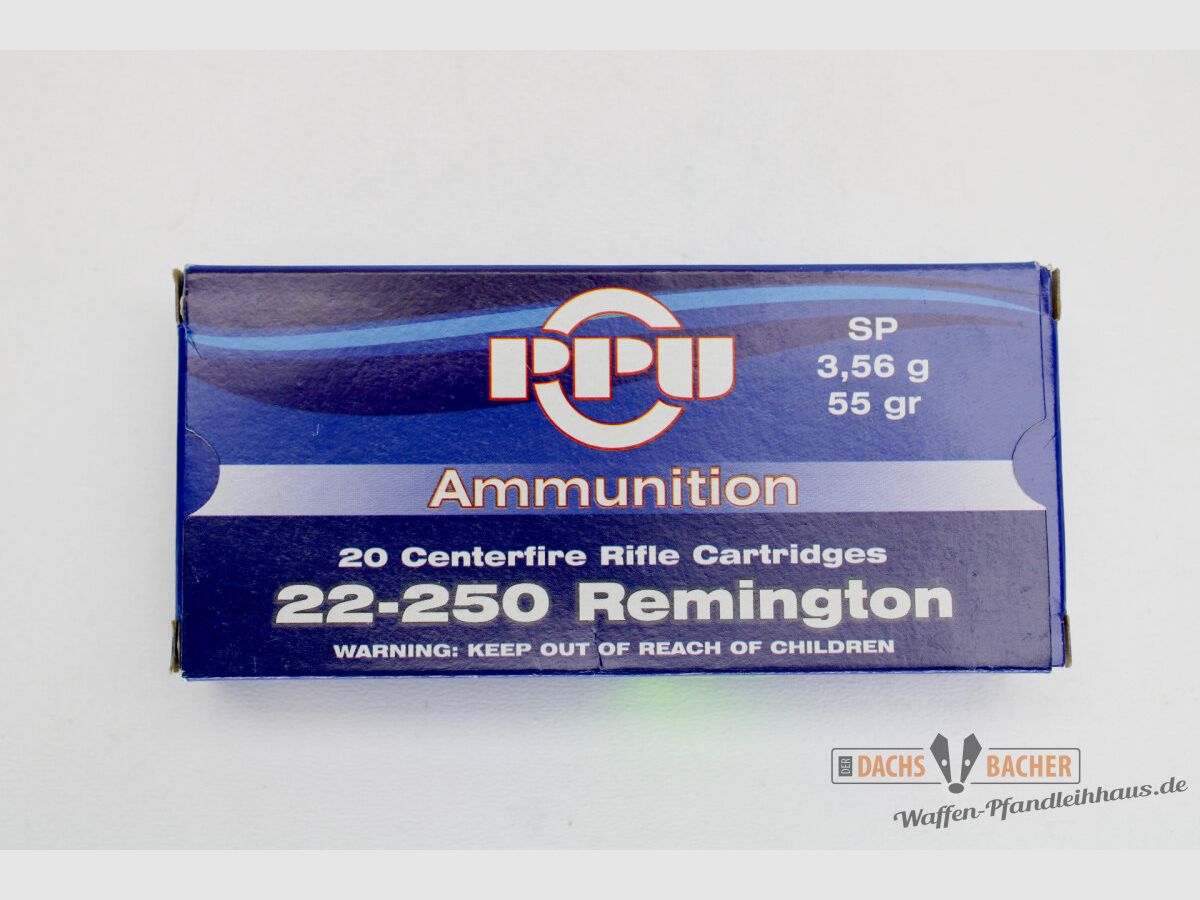 PPU Privi Partizan .22-250 Rem 3,56g/55gr SP Teilmantel 20 Schuß