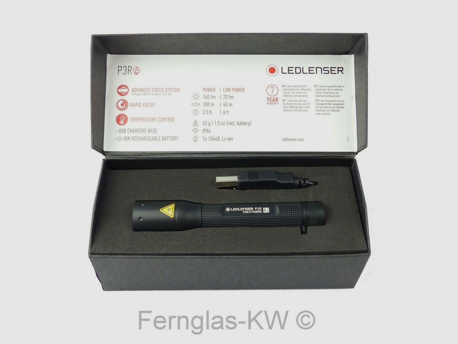 Ledlenser 501048 LED zaklamp P3R met accu geschenkdoos 140 lumen 100m