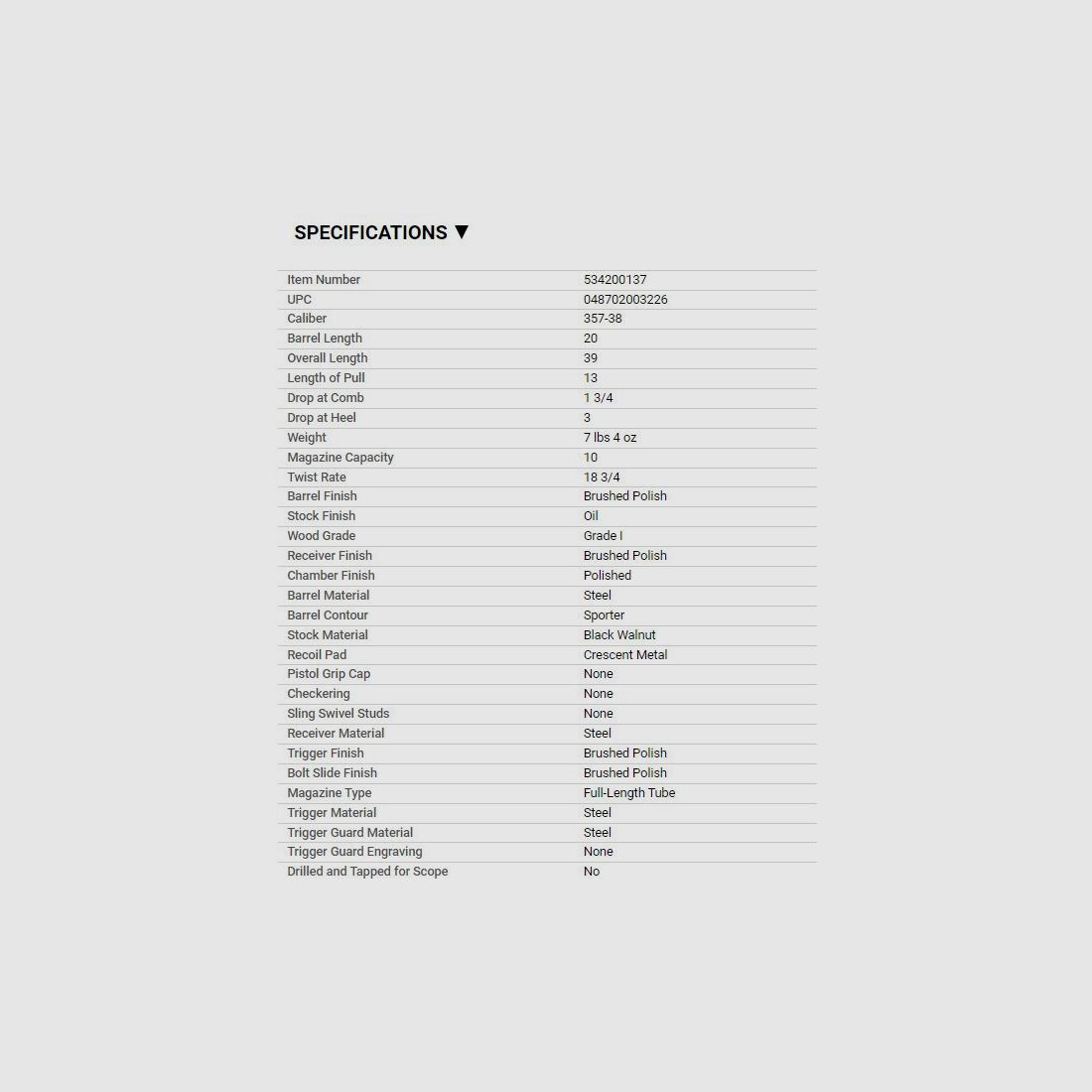 Winchester 1873 Short Rifle .357 Mag. (MIROKU PRODUCTIE) Op Voorraad