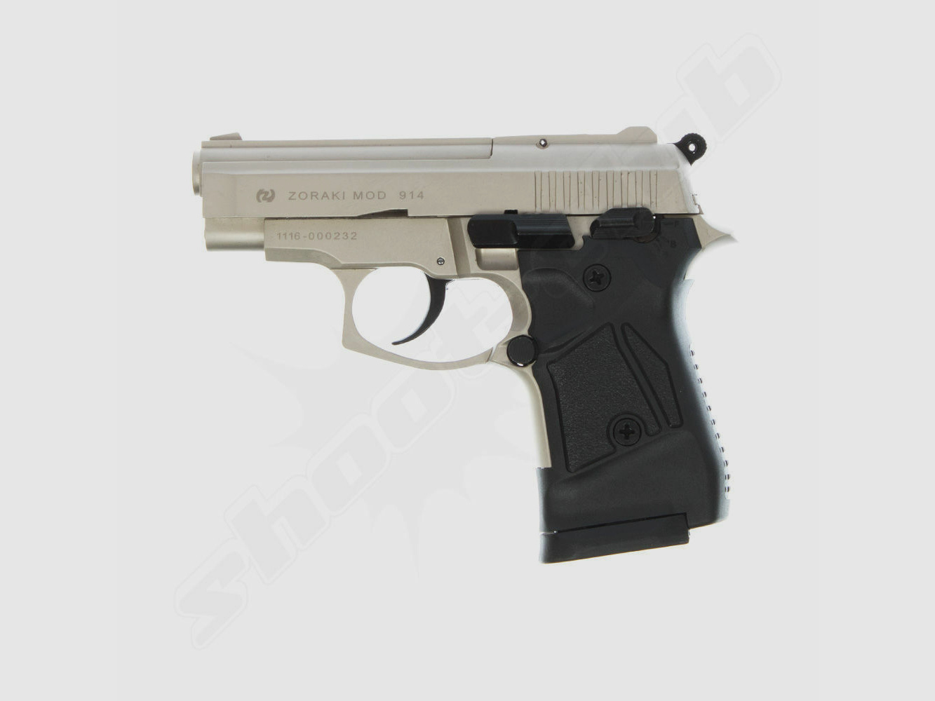 Zoraki 914 Satina Pistolet à Blanc 9 mm P.A.K. Ensemble de Cartouches