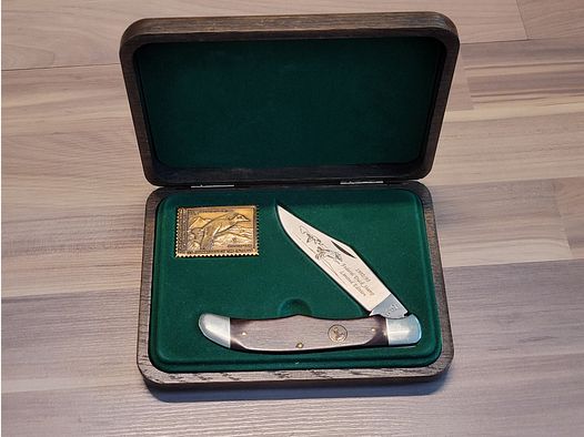 Schrade Cutlery Ducks Stamp Commemorative Knife, Limited Edition 1992-1993, Messer in Holzkiste