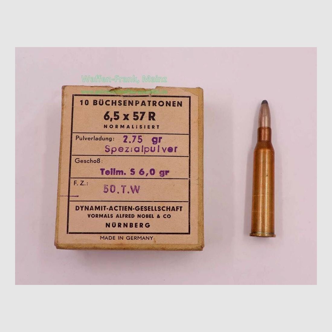 RWS (WZd.Fa.Rottweil) Büchsenpatronen 6,5x57R