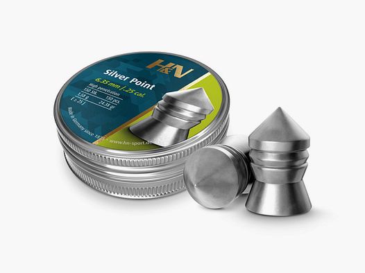 H&N Silver Point Diabolo, Spitzkopf, glatt, Kaliber 6,35 mm, 1,58 g, 150 StĂĽck