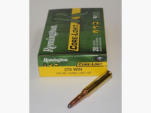 Box of 20 cartridges Remington cal. 270 Winchester 150 grains Core Lokt PSP