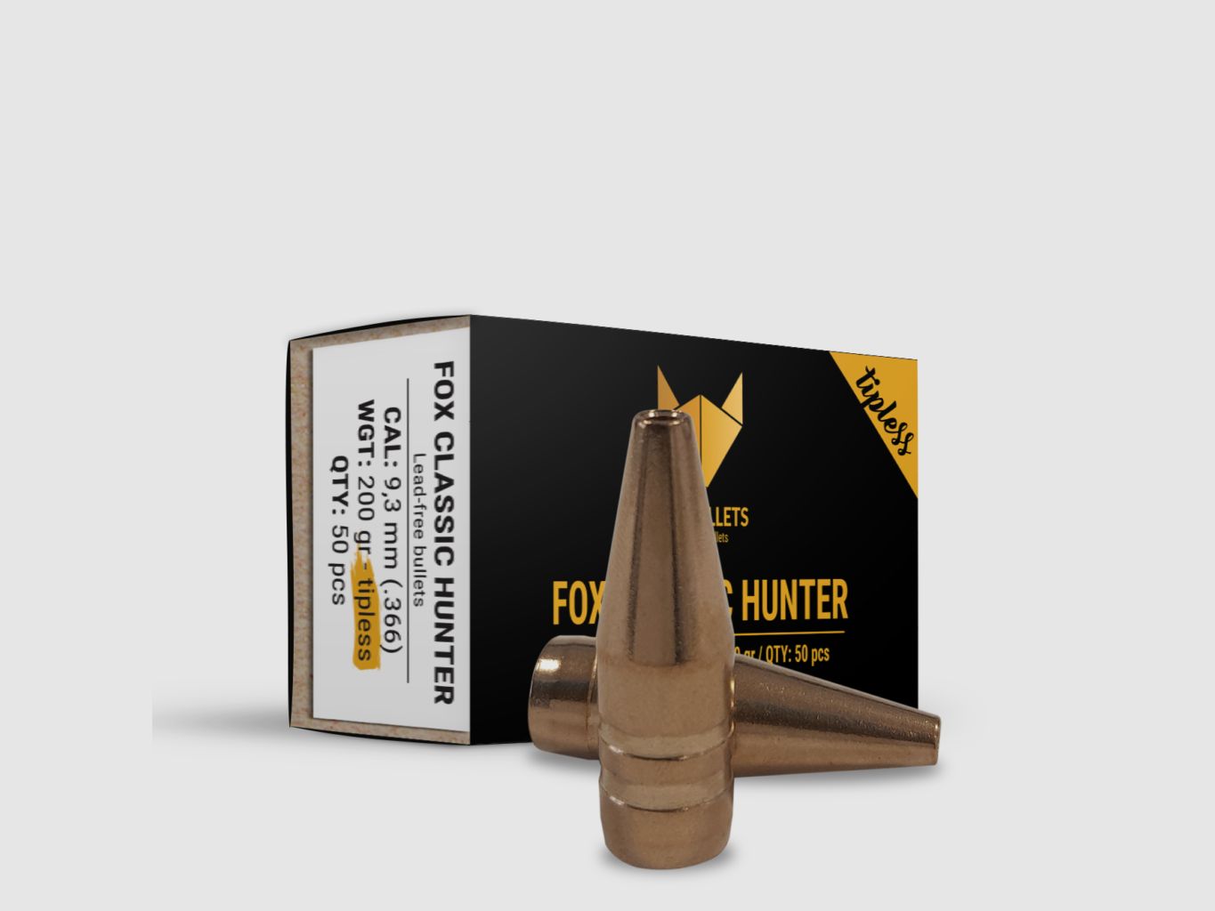 Fox Bullets Classic Hunter Tipless .366 13,0 g / 200 gr projectiles sans plomb – 50 pièces