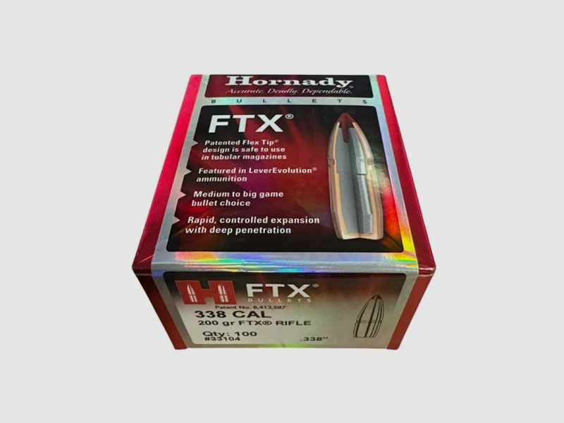 Hornady .338 Caliber (MARLIN EXPRESS) FTX in 200 Grain