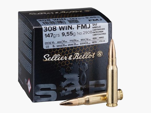 .308 Win. Palla intera 9,5g/147grs. Sellier & Bellot