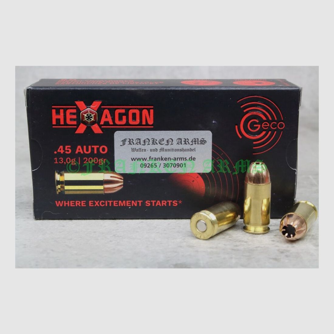 Geco Hexagon .45 Auto 200gr. 13,0g 50 Stück Staffelpreise