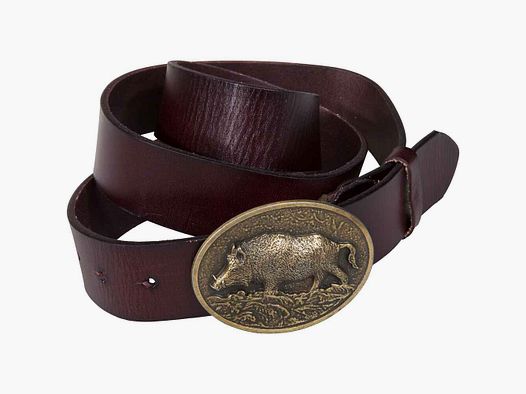 Lederen Riem Wild Zwijn Motief 110 cm