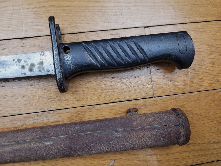 ERSOC Bajonett Ersatz ES07 deutsch – Griff aus Eisen auf Basis einer Bajonettklinge mit englischer Patrone Modell 1853 – Griff Typ A bei König William – TBE, Bild 7 von 12