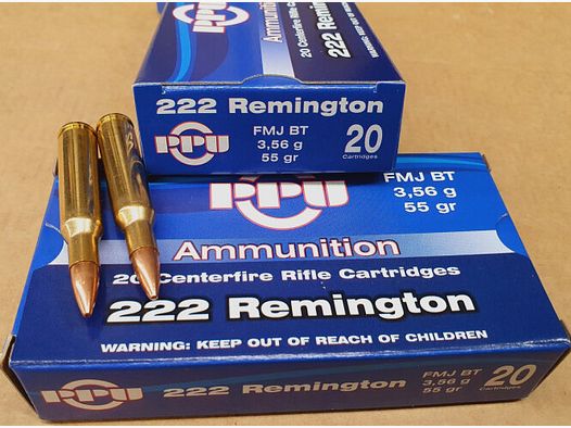 .222Remington/55grs. FMJBT PPU A-203 100 stk.