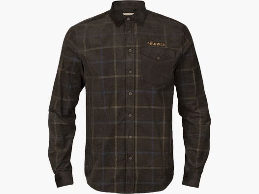 Camisa de cuadros de corduroy HÄRKILA Kaldfjord color marrón sombra