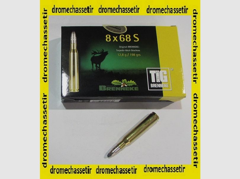 Box mit 20 Patronen Brenneke, Kal. 8x68S, Geschoss TIG 198 grains