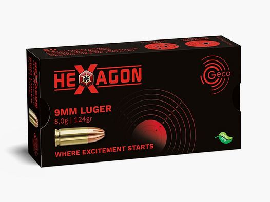 Geco 9mm Luger Hexagon SX 124grs.