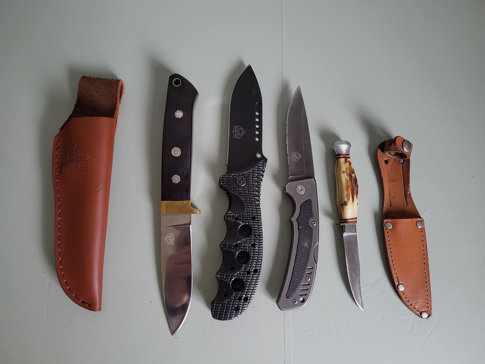 Puma hunting knife - folding knife - deer antler handle