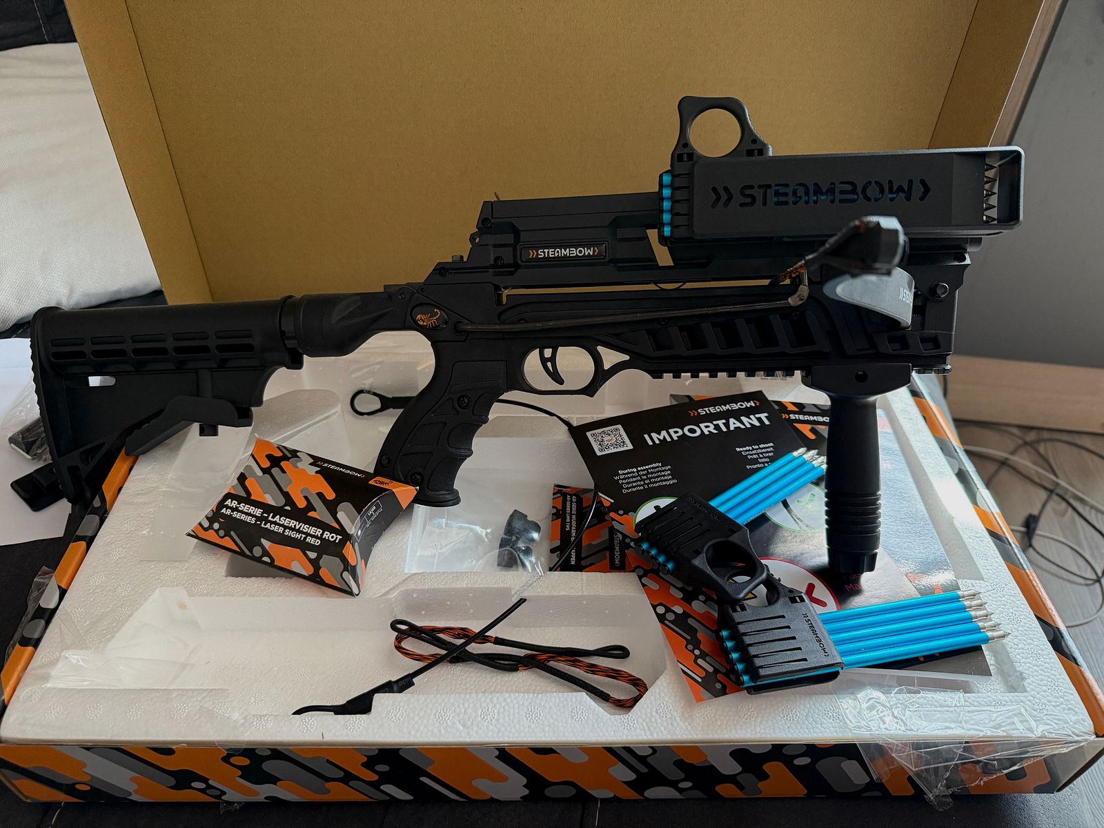 Steambow Stinger II Tactical (55 lbs) con caricatore rapido V2 e ulteriori accessori *TOP*