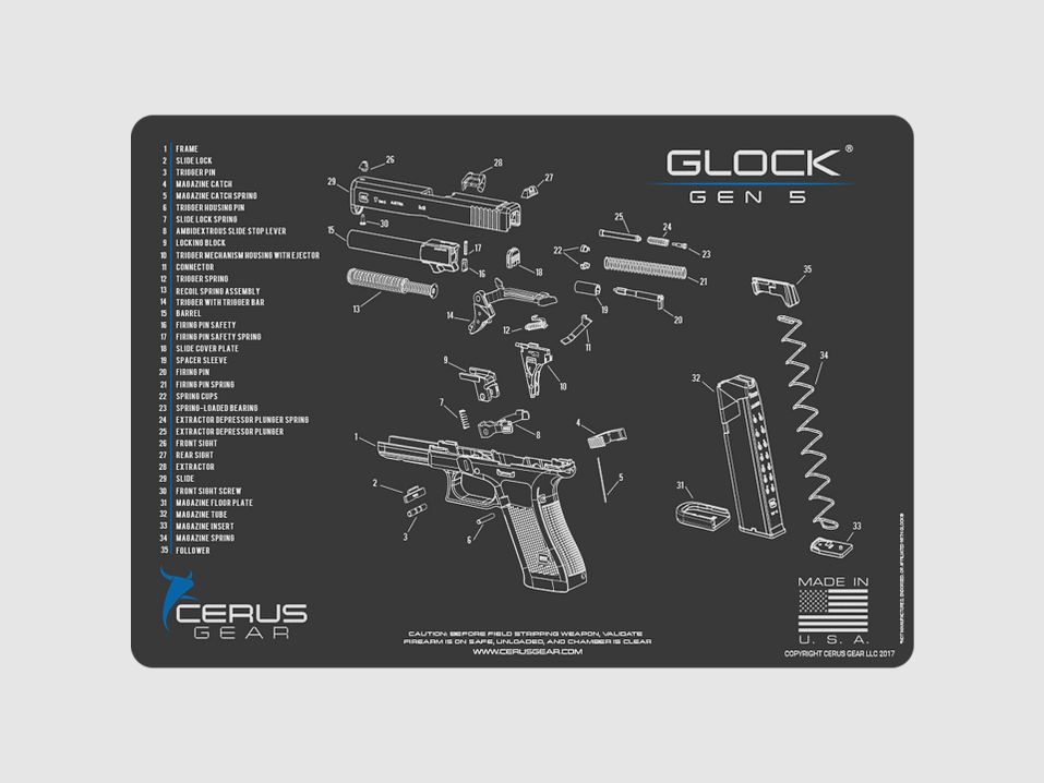 Cerus Gear – Renigungsmatte – Glock Gen 5