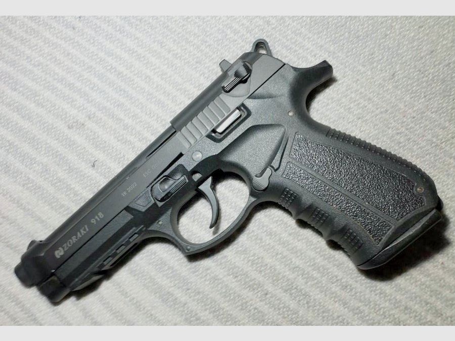 Zoraki 918 9mm P.A.K. schwarz (PTB 1024) mit zwei Magazinen (1x18er - 1x25er) und neuem First Strike Cordura Holster