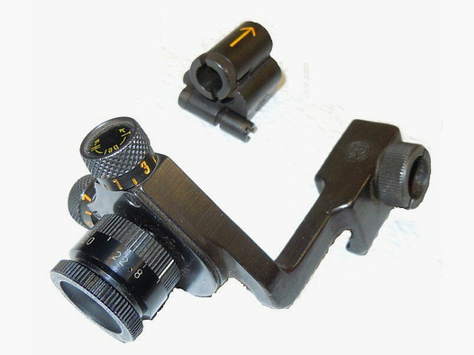 Bern Arms Factory Orig. W&F diopter with large, adjustable iris aperture including front tunnel for Swiss K31