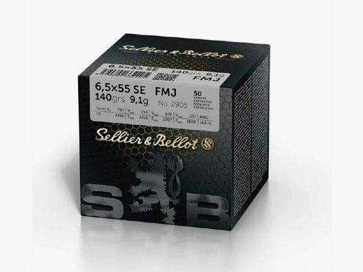 Sellier & Bellot 6,5 X 55 SE FMJ 140grain Munitie - Doos van 50