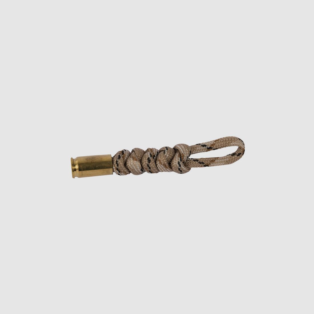 SchlĂĽsselanhĂ¤nger Parachute Cord mit 9 x 19 mm 9 mm Luger HĂĽlse braun camo handgefertigt