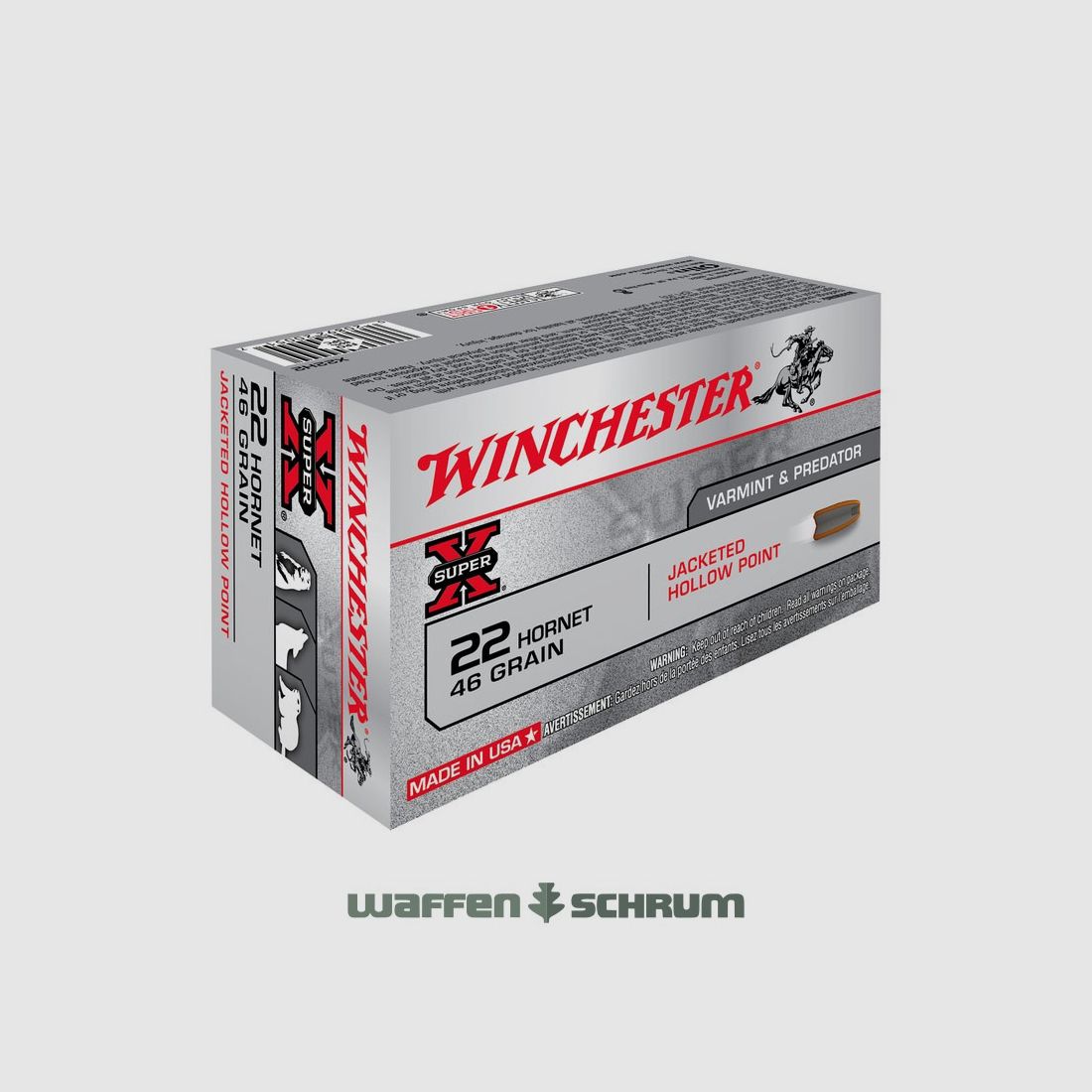 Winchester .22Hornet Hohlspitz 3,0g - 46gr.
