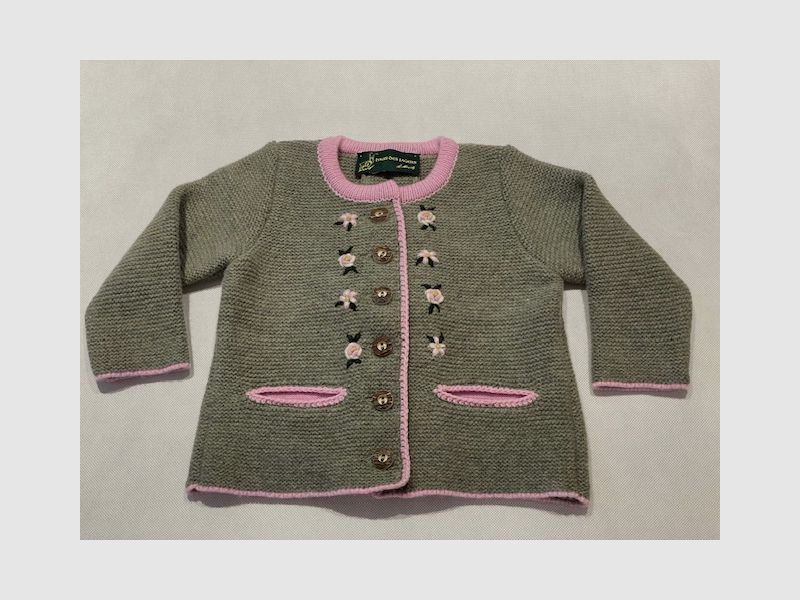 Kinder Strickjacke Merinowolle in Salbeigrün, Bild 1 von 2