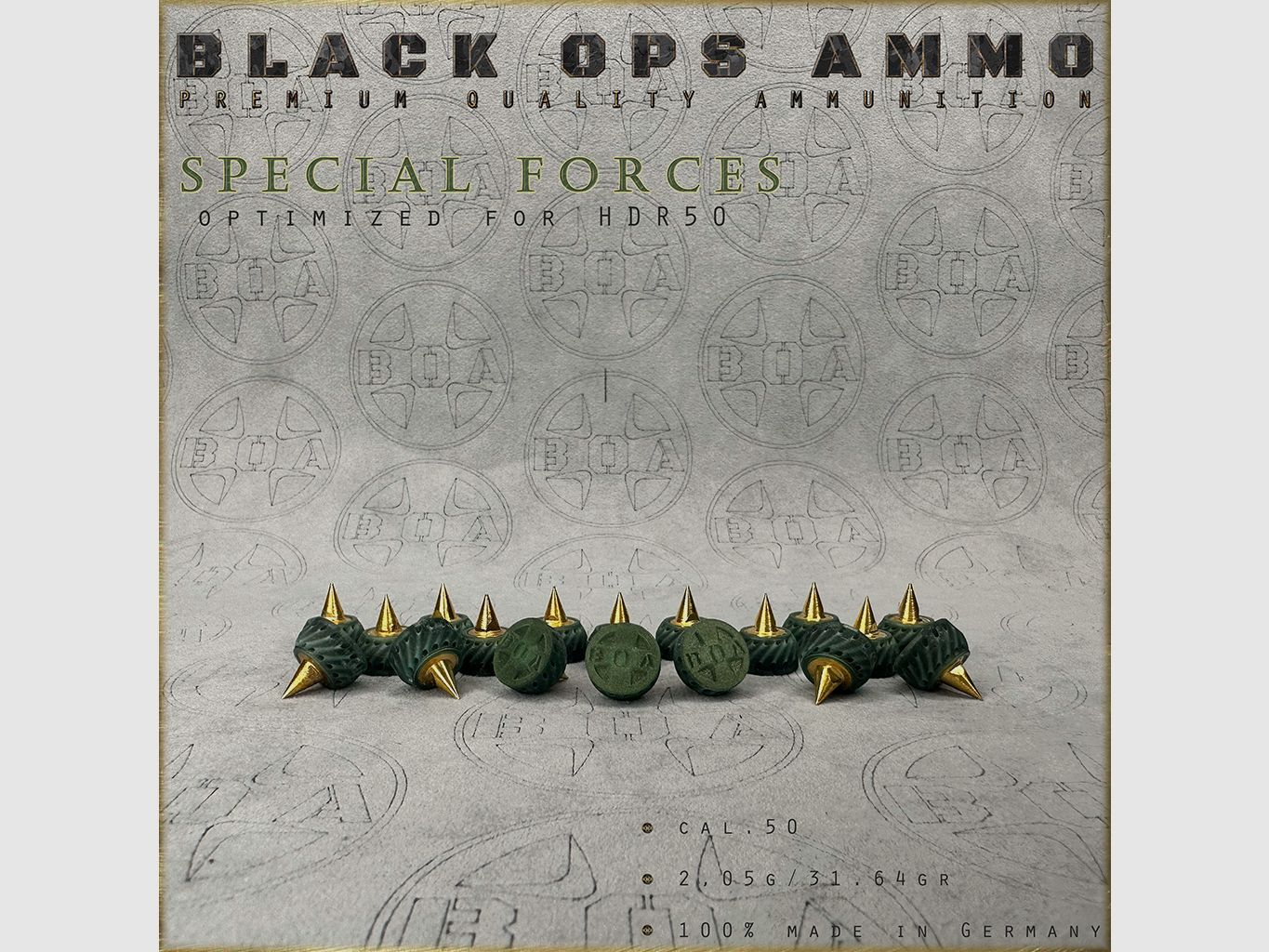 18x + 2 Special Forces BLACK OPS AMMO HDR 50 TR cal.50 Munition T4E Umarex HDR50 TR50
